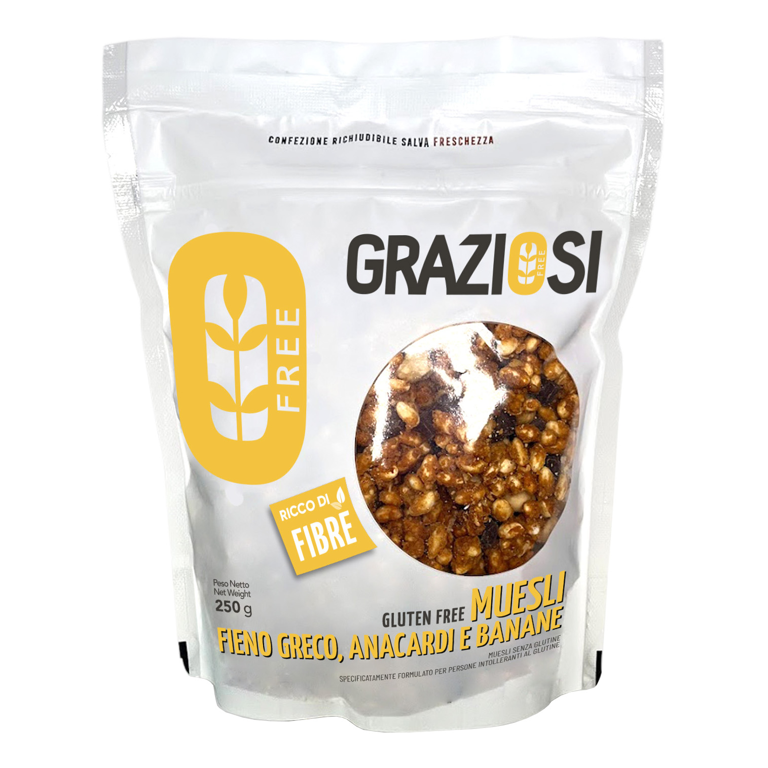 Muesli anacardi e banane con fieno greco 250 g