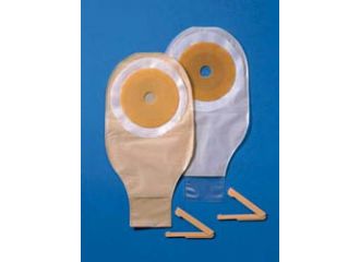 Sacca ileostomia a fondo aperto opaca ritagliabile con barriera protettiva cutanea in stomahesive technology senza velcro supporto in cerotto microporoso ileodress 19/64mm 10 pezzi