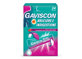 Gaviscon bruciore e indigestione sospensione orale in bustina gusto frutti rossi  sodio alginato/sodio bicarbonato/calcio carbonato