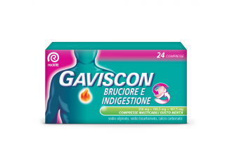 Gaviscon bruciore e indigestione compresse masticabili gusto menta  sodio alginato/sodio bicarbonato/calcio carbonato  250 mg/106,5 mg/187,5 mg
