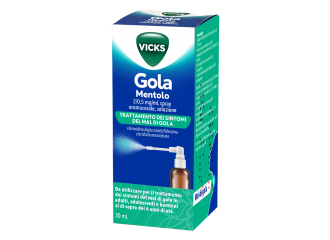 Vicks gola 2 mg/0,5 mg/ml spray per mucosa orale soluzione 1 flacone in vetro da 30 ml gusto mentolo con pompa sray