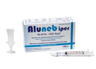 Aluneb kit soluzione ipertonica 3% 20 flaconcini + mad nasal atomizzatore