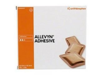 Medicazione idrocellulare adesiva sterile allevyn adhesive altamente assorbente in schiuma di poliuretano a struttura tristratificata 12,5x12,5cm 3 pezzi