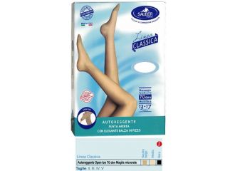 Sauber autoreggente open toe maglia microrete 70 den colore neutro beige taglia 2 linea classica