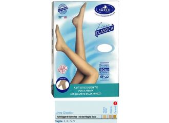 Sauber autoreggente open toe maglia liscia 140 den colore neutro beige taglia 2 linea classica