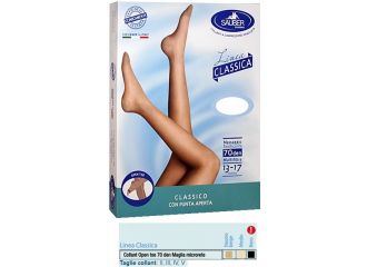 Sauber collant open toe maglia microrete 70 den colore neutro beige 4 linea classica