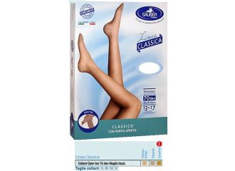 Sauber collant open toe maglia liscia 70 den colore neutro beige taglia 5 linea classica