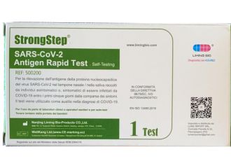 Test antigenico rapido covid-19 strongstep autodiagnostico determinazione qualitativa antigeni sars-cov-2 in tamponi nasali/orofaringei/saliva mediante immunocromatografia