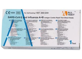 Test antigenico rapido covid-19 alltest autodiagnostico determinazione qualitativa antigeni sars-cov-2 e influenza a+b in tamponi nasali mediante immunocromatografia