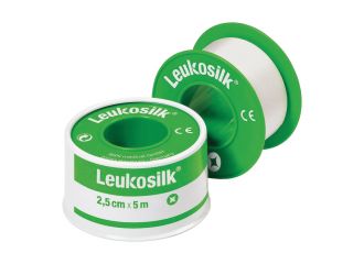 Cerotto adesivo ipoallergenico per fissaggio medicazioni leukosilk supporto acetato di cellulosa bianco adesivo poliacrilico senza resine e gomme naturali 2,5x500cm mutuabile