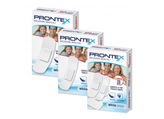 Cerotto prontex white strips in tessuto non tessuto bianco sterile 3 formati 20 pezzi