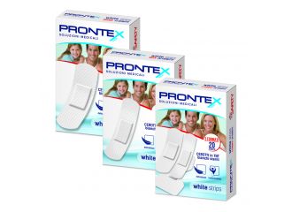 Cerotto prontex white strips in tessuto non tessuto bianco sterile scatola 20 cerotti medi