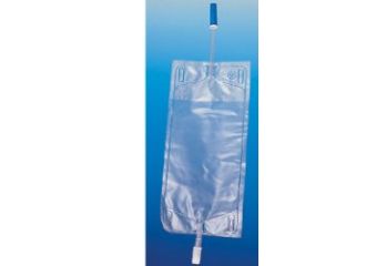 Sacca per urina da gamba in pvc con tubo di scarico lunghezza 35cm per collegamento al polpaccio capacita' 750ml completo di valvola antireflusso confezione da 30 pezzi