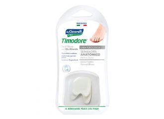 Separadita anatomico per piede realizzato in gel di silicone bianco semitrasparente sagomato igienepiede 2 pezzi