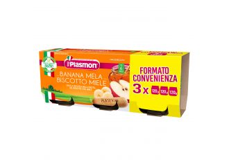 Plasmon omogeneizzato banana/mela/biscotti/miele 120 g x 3 pezzi