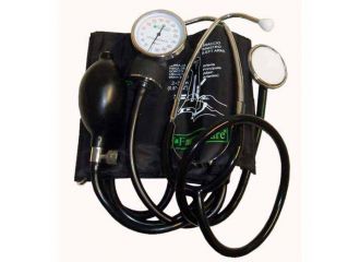 Sfigmomanometro aneroide ad alta precisione con fonendoscopio  bracciale con chiusura in velcro  cuscinetto in gomma  soffieria completa di valvola