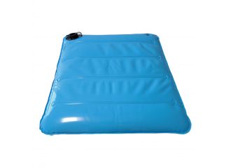 Cuscino antidecubito ad aria/acqua dimensioni 41x41cm, applicabile su sedie da comodo o su carrozzelle camera d'aria in pvc atossico elettrosaldato, patta antiscivolo in pvc