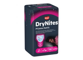 Huggies drynites girl pyjama pants 4/7 anni m 17/30kg pacco singolo 10 pezzi