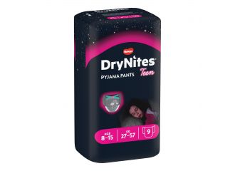 Huggies drynites 8/15 anni girl l 27/57kg pacco singolo 9 pezzi