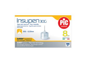 Siringa per insulina pic insumed 1 ml 100 ui ago gauge 30 lunghezza 8 mm senza spazio morto 3 sacchetti da 10 pezzi