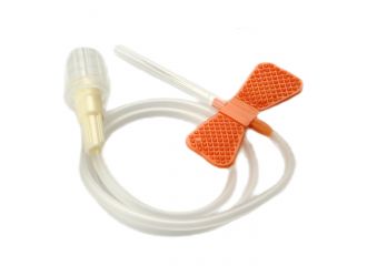 Ago butterfly standard winged set gauge 25 0,5x19 mm con alette guida cannula di raccordo volume 0,45 ml arancio