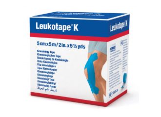 Benda adesiva leukotape k per taping fisioterapico larghezza 5 cm lunghezza 5 m colore azzurro in rotolo