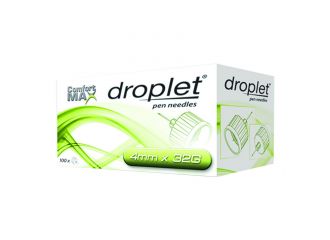 Ago per penna da insulina droplet comfort max 32 gauge 4 mm 100 pezzi