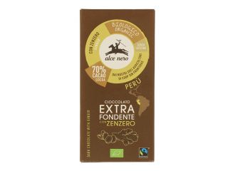 Tavoletta di cioccolato fondente bio con zenzero dell'ecuador fairtrade 50 g