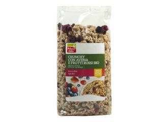 Fsc crunchy con avena e frutti rossi bio ad alto contenuto di fibre con olio di girasole senza olio di palma 375 g