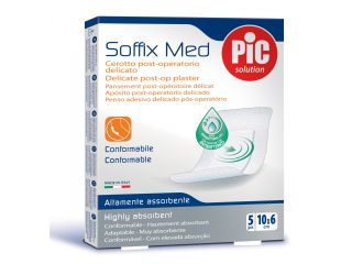 Cerotto pic soffix med in tnt con tampone centrale assorbente sterile monouso 10x6 cm antibatterico 5 pezzi