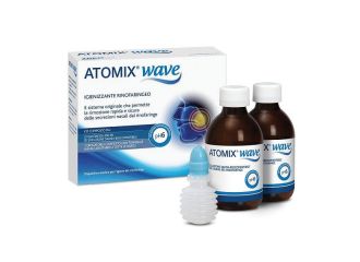 Atomix wave dispositivo per igiene rinofaringea atomix soluzione salina 250 ml 2 pezzi + terminale nasale + erogatore a soffietto