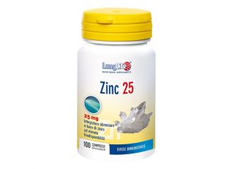 Longlife zinc 25 mg 100 compresse