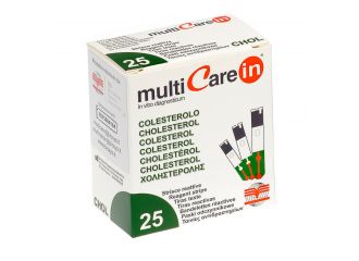 Test colesterolemia multicare in colesterolo in strisce con aspirazione capillare 25 pezzi