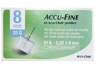 Ago per penna da insulina accu-fine pen needle accu-chek gauge 31 x 8mm 100 pezzi
