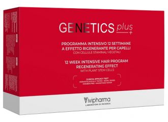 Genetics plus programma intensivo 12 settimane a effetto rigenerante per capelli con cellule staminali vegetali 14 fiale 5 ml + 1 spray 100 ml