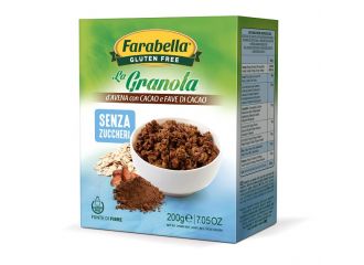 Farabella gluten free la granola d'avena con cacao e fave di cacao senza zuccheri senza lattosio 200 g