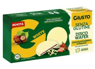 Giusto senza glutine disco wafer cioccolato bianco e fragola 3 x 24 g