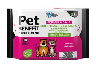 Pet benefit salviette occhi/musetto/orecchie 20 pezzi