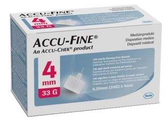 Ago ipodermico monouso per penna da insulina accu-fine in accioaio inox diametro gauge 32 lunghezza 4 mm 100 pezzi