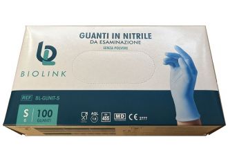 Guanto monouso bl-gunit in nitrile blu non sterile senza polvere con bordo ambidestro misura small 100 pezzi