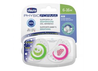 Chicco succhietto air lumi in silicone 6-16 mesi 2 pezzi
