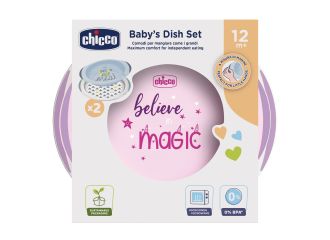 Chicco piatto fondo e piano 12 mesi+ rosa/verde