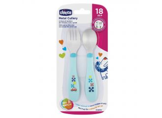 Chicco posate inox 18m+ azzurro/verde