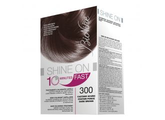 Bionike shine on fast trattamento colorante capelli castano scuro 300 flacone 60 ml + tubo 60 ml