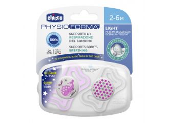 Chicco succhietto light luminoso silicone 2-6 mesi 2 pezzi