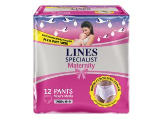 Lines specialist maternity mutandina assorbente per perdite post parto misura medium 12 pezzi