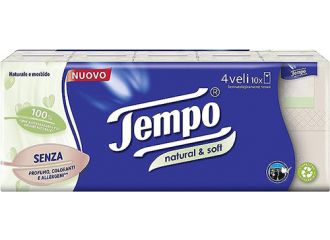 Tempo fazzoletti natural&soft 10 pezzi da 9 fazzoletti