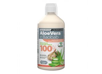 Puro aloe vera succo e polpa 100% + baobab pesca bianca 1 litro