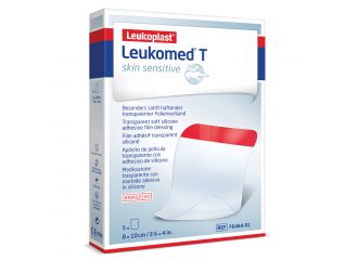Leukomed t skin sensitive medicazione post-operatoria trasparente con massa adesiva in silicone 8x10 cm 5 pezzi
