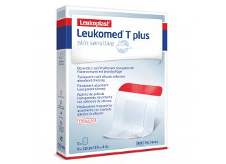 Leukomed t plus skin sensitive medicazione post-operatoria trasparente mpermeabile con massa adesiva al silicone 8x10cm 5 pezzi